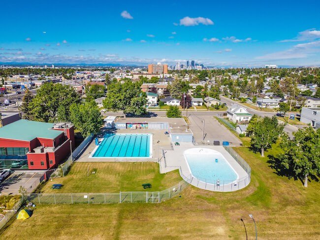 Pools in Forest Lawn Neighbourhood in East Calgary, Alberta, Canada