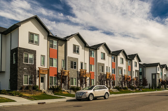 Homes in the Red Carpet Neighbourhood in East Calgary, Alberta, Canada