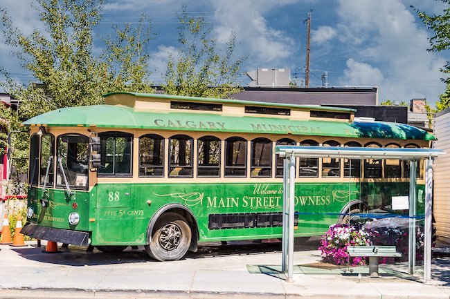 Main Street Bus in Bowness Neighbourhood, Northwest Calgary, Alberta, Canada