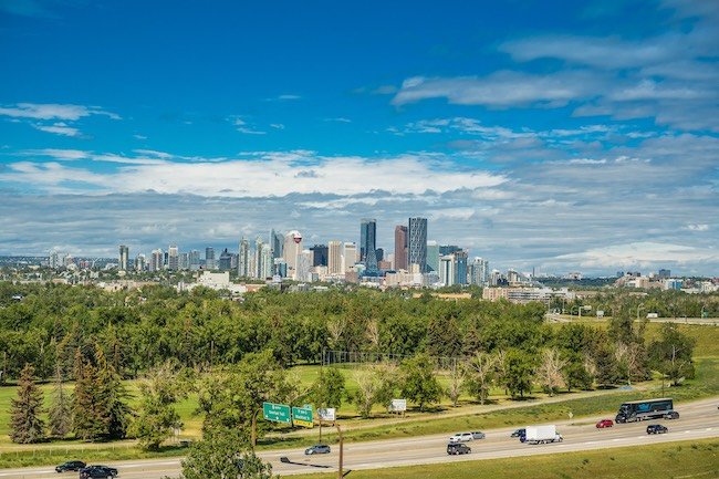 View of Calgary Skyline from Southview, South Calgary, Alberta, Canada