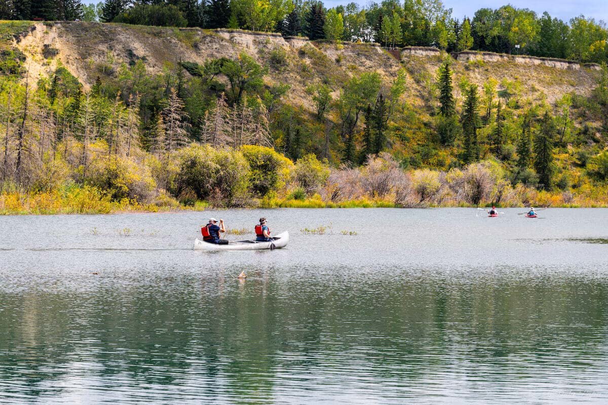 People Canoeing and Kayaking on the Elbow River in Calgary